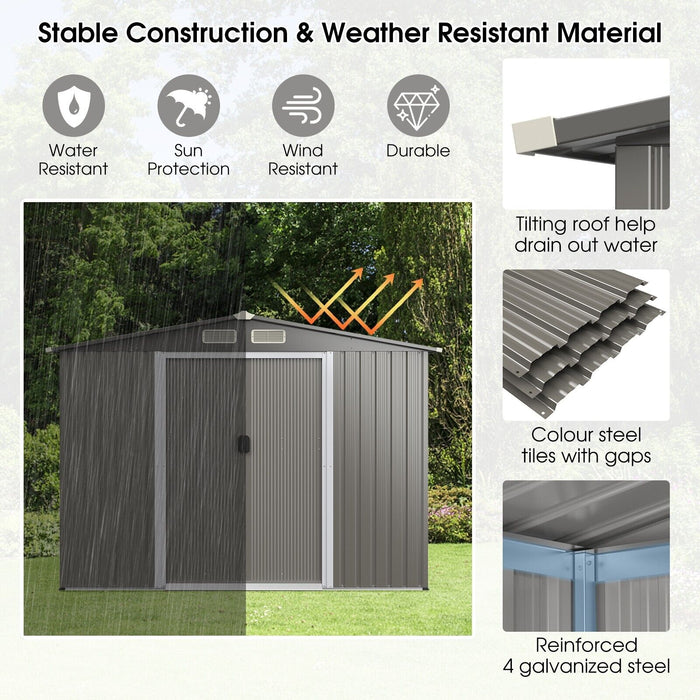 Outdoor Essentials - Heavy-Duty Storage Shed with Built-In Foundation - Perfect for Garden and Yard Equipment Storage