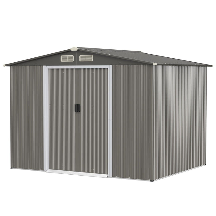 Outdoor Essentials - Heavy-Duty Storage Shed with Built-In Foundation - Perfect for Garden and Yard Equipment Storage