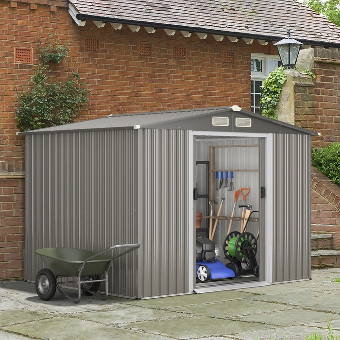 Outdoor Essentials - Heavy-Duty Storage Shed with Built-In Foundation - Perfect for Garden and Yard Equipment Storage