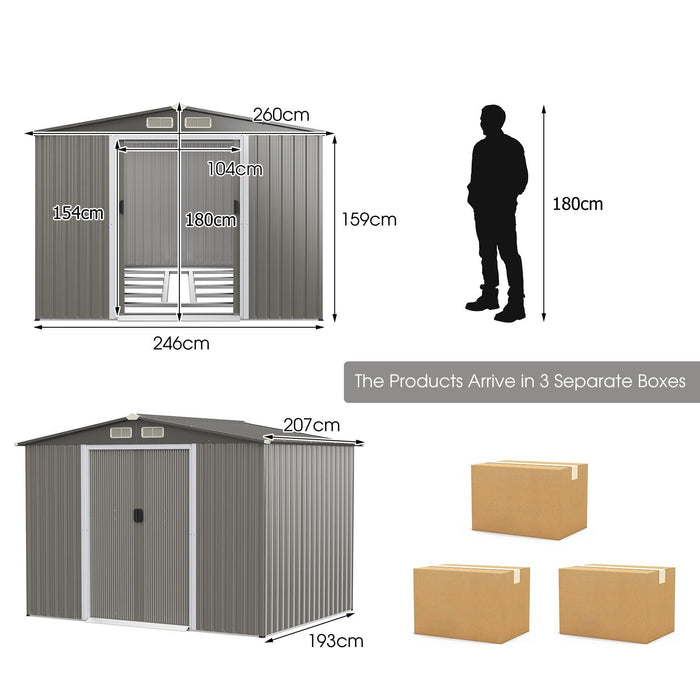 Outdoor Essentials - Heavy-Duty Storage Shed with Built-In Foundation - Perfect for Garden and Yard Equipment Storage