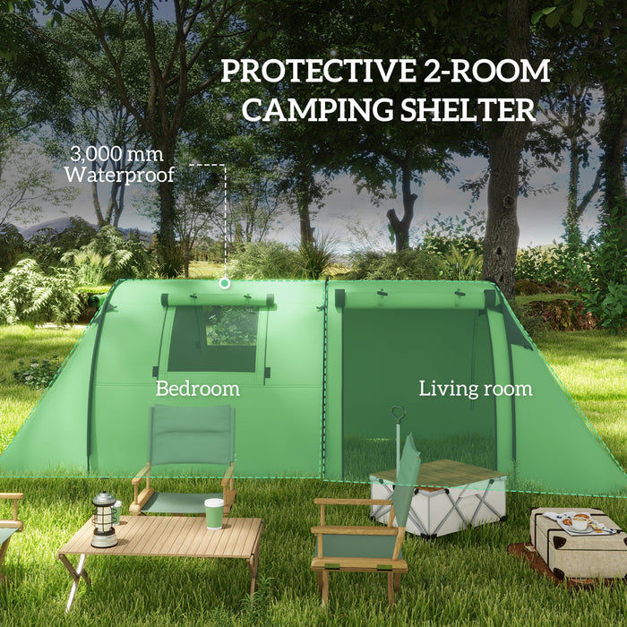 3000mm Waterproof 3-4 Person Tent - Family Camping Shelter with Separate Bedroom & Living Space - Ideal for Outdoor Adventures with Carry Bag, Dark Green