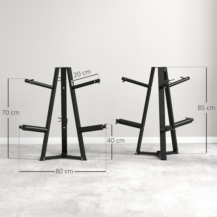 Heavy-Duty Weight Tree Rack for 5cm Plates & Barbell Storage - Includes 6 Secure Fasten Clamps, 300kg Max Load - Ideal for Home Gym Organization & Weight Management