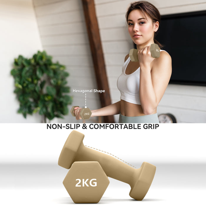 SPORTNOW 9kg Hex Dumbbells Set of 6, Hand Weights with Carry Case for Home Gym Strength Training, 2 x 1kg, 2 x 1.5kg, 2 x 2kg