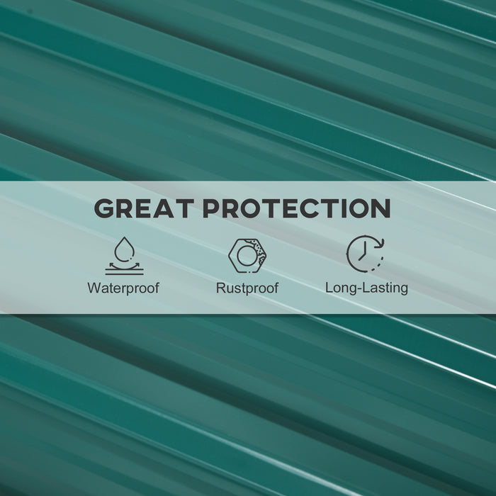 Galvanised Corrugated Roofing Sheets - 12-Pack Metal Panels for Greenhouses, Sheds & Carports, 129x45cm - Ideal for DIY Outdoor Structures in Green
