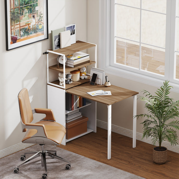 HOMCOM Folding Shelf and Work Table - Natural