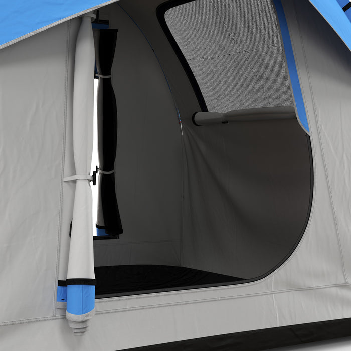 Outsunny SUV Car Tent for Camping, Waterproof PU2000mm, 5 Man Tailgate Tent, 2.4 x 2.1 m, Grey and Blue