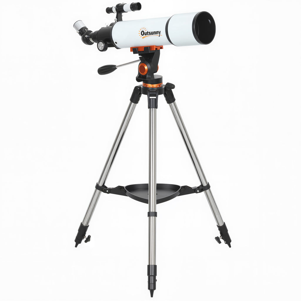 Outsunny Astronomy Telescope for Adults and Beginners with 80 mm Aperture, Carry Bag, White
