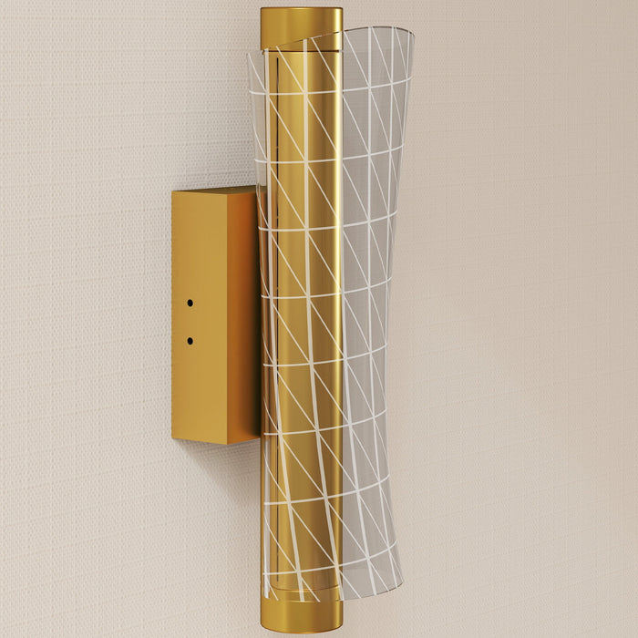 HOMCOM Led Wall Lamp 2 Pack, 9W Modern Indoor Geometric Mesh Wall Light, Colour Temperature Adjustable 3000K/4000K/6500K for Bedroom, Living Room, Hallway, Stairs, Gold Tone