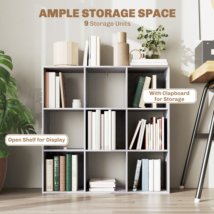 HOMCOM Nine-Cube Storage Shelf - Marble Grey
