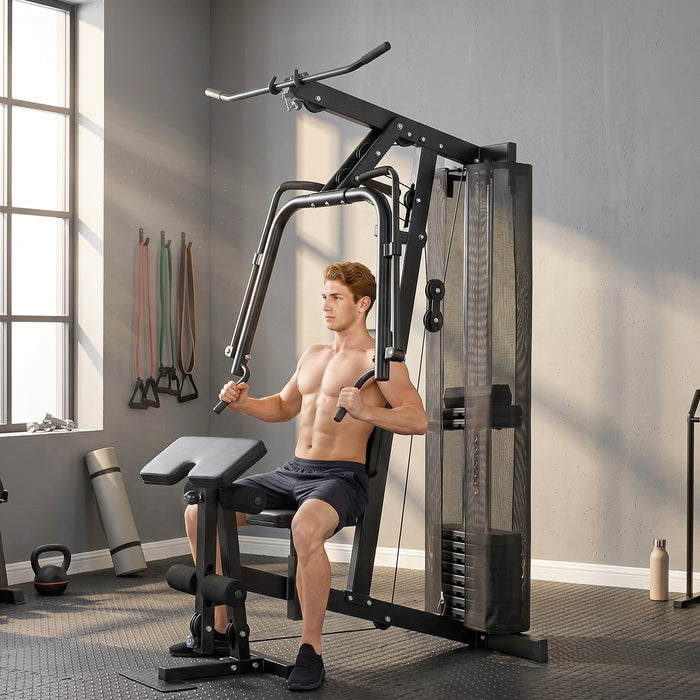 SPORTNOW Multi Gym with Adjustable Seat and Back, All in One Home Gym Machine with 45kg Weight Stack for Full Body Strength Training