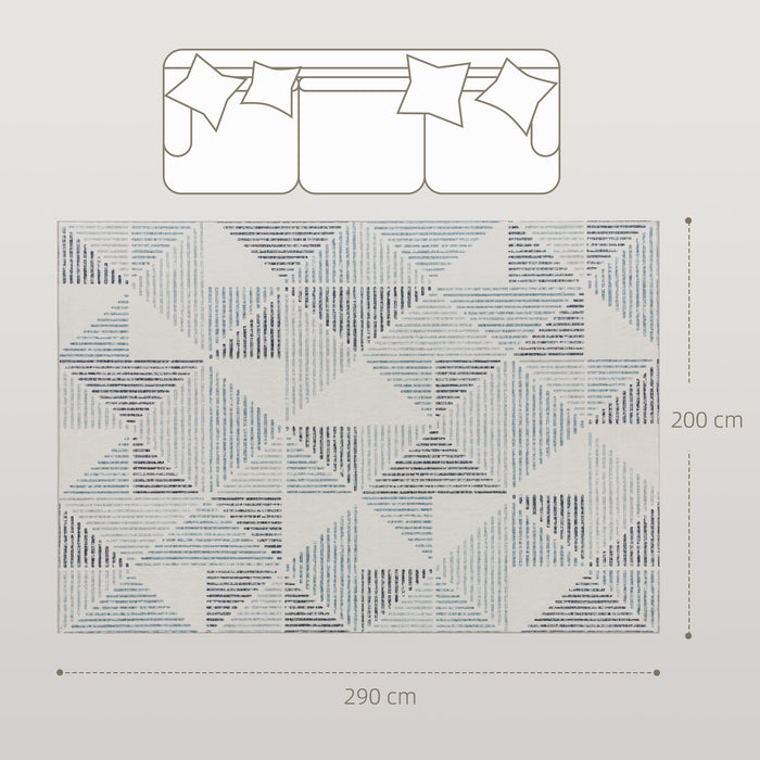 HOMCOM Modern Area Rug, Geometric Pattern Non-Slip Washable Rug, Soft Floor Carpet for Living Room, Bedroom, Dining Room, Home Office, 290 x 200 cm, Multi-Coloured