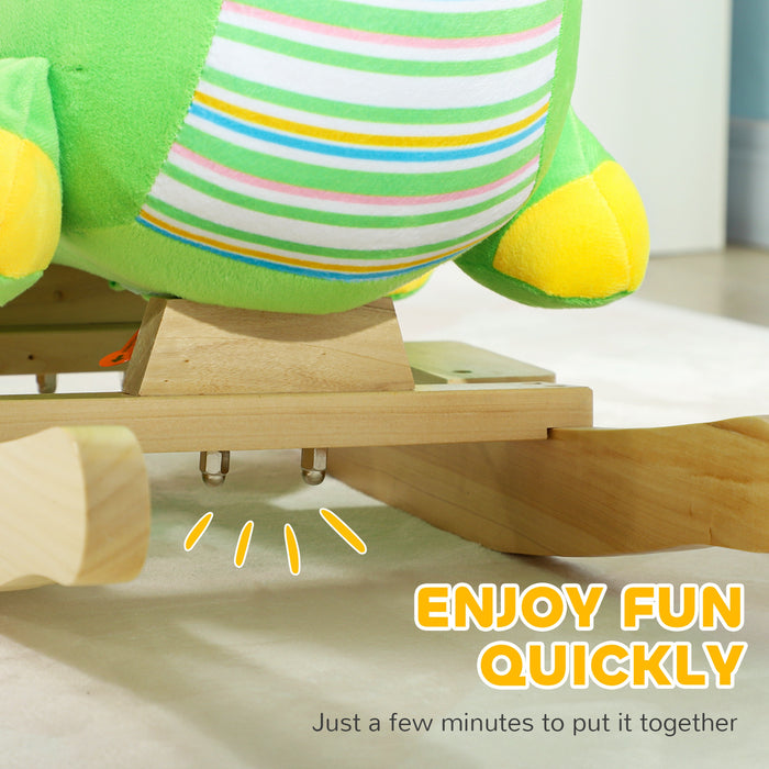 AIYAPLAY Dinosaur Design Rocking Horse with Animal Sound, Safety Belt, Wooden Base, for Toddlers 18-36 Months | Aosom UK