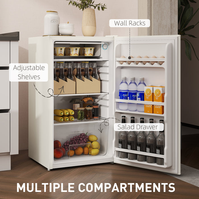 HOMCOM 91 Litre Freestanding Under Counter Fridge Freezer, Small Fridge with Chiller Box, Adjustable Thermostat, 47.5cm Wide, Beige