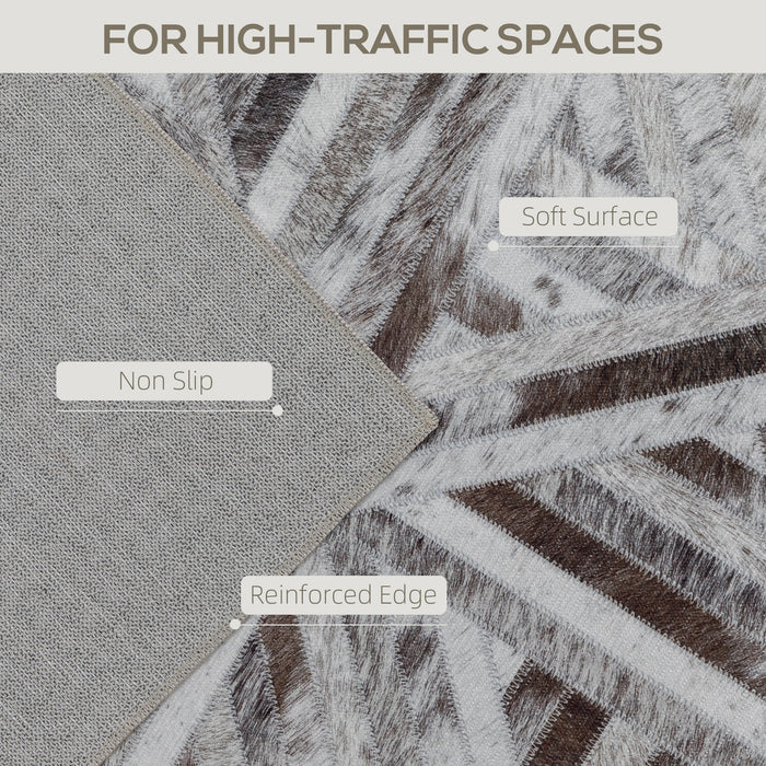 HOMCOM Modern Area Rug, Triangle Pattern Non-Slip Washable Rug, Chenille Floor Carpet for Living Room, Bedroom, Dining Room, Home Office, 170 x 120 cm, Brown