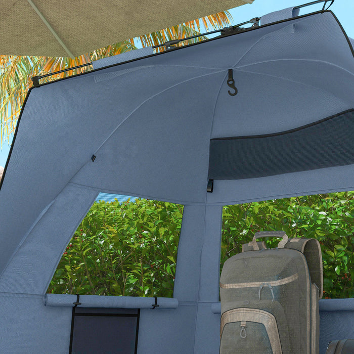 Pop Up Beach Tent for 2-3 People - UPF15+ Protection, Extended Floor, Sandbags, Ventilated Mesh Windows - Portable Sun Shelter for Family Outings
