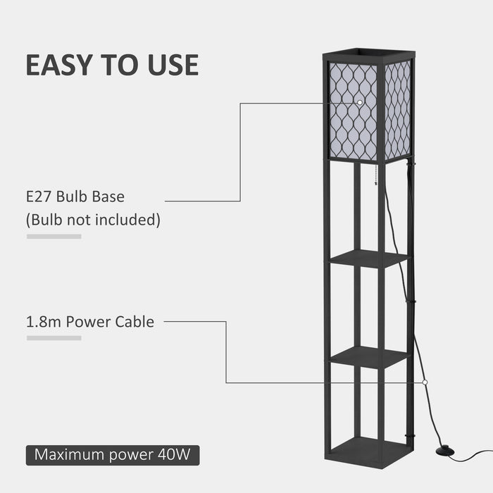 HOMCOM Three-Shelf Standing Lamps Set of 2 - Black