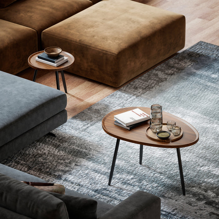 HOMCOM Nesting Coffee Table Set of 2, 80cm Modern Stacking End Side Table with Metal Legs for Living Room Bedroom Office, Chestnut Wood Effect