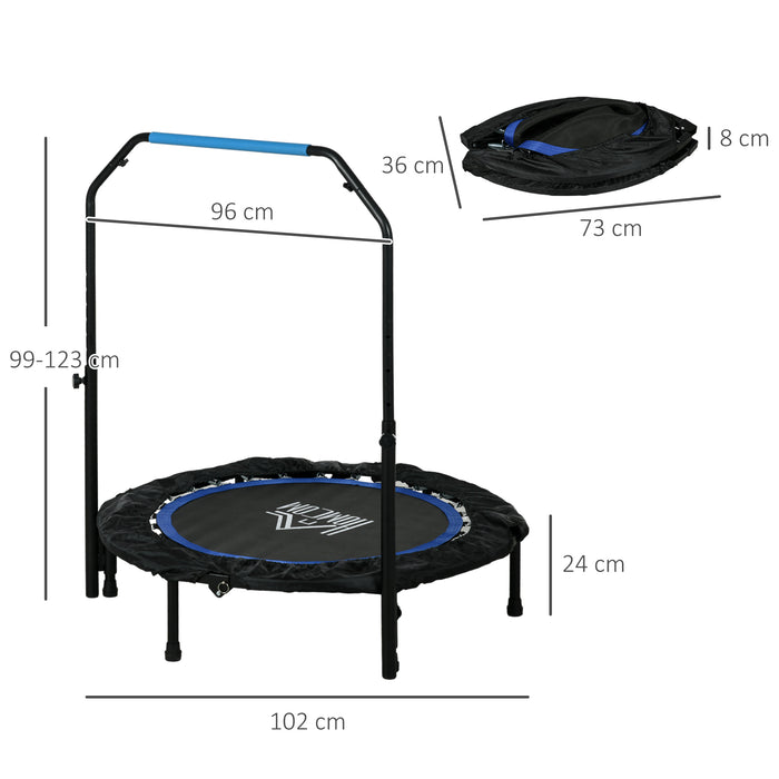 Foldable 40" Mini Fitness Trampoline - Adjustable Foam Handle, Sturdy Rebounding Exercise Equipment - Ideal for Cardio Workouts & Home Gym