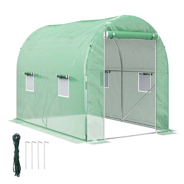Outsunny 300 x 195cm Walk-In Tunnel Greenhouse - Green | Aosom UK