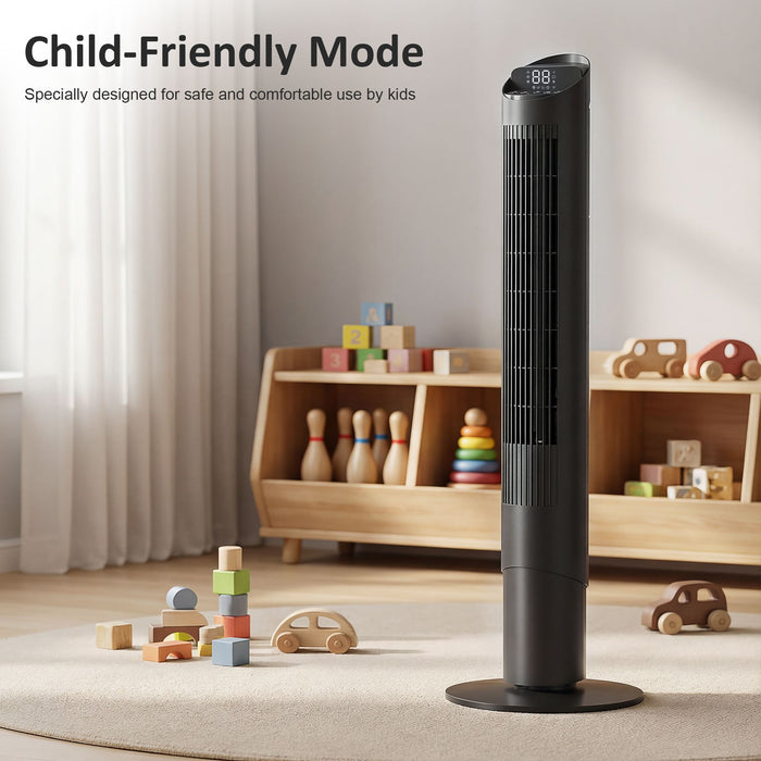 HOMCOM Tower Fan with WiFi App Control Standing Floor Cooling Fan Remote Control 101.8 cm Black