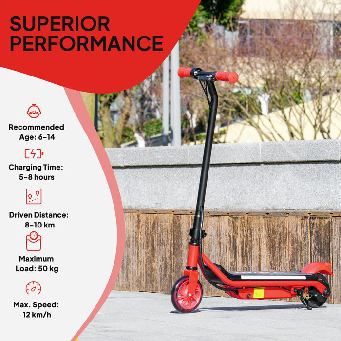 AIYAPLAY Electric Scooter for Kids Ages 6-14, with Dual Brakes, Flash Wheel and Colourful Light, Kids Electric Scooter E Scooter, Up to 12 KM/H & 10 KM, Red