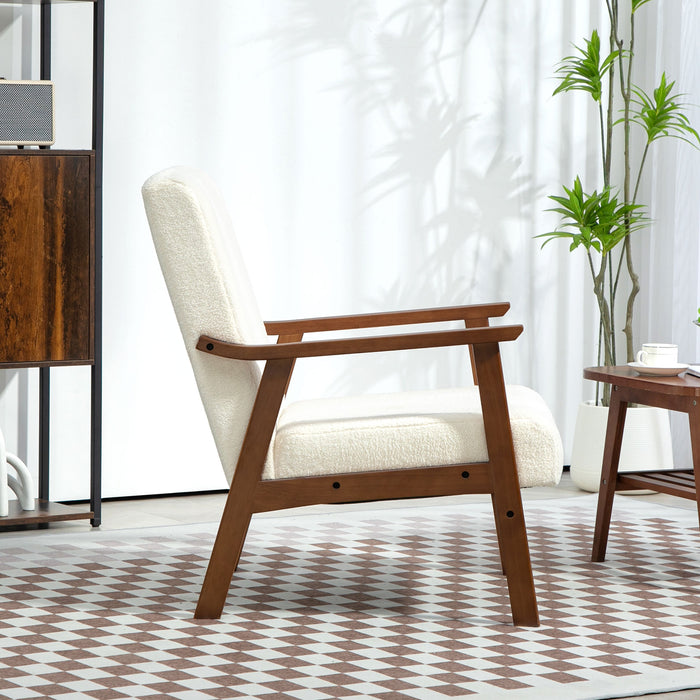 HOMCOM Boucle Seat Mid Century Accent Chair - White | Aosom UK