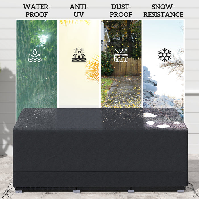 Outsunny Rectangular Patio Furniture Cover for 3 Seater Sofa Bistro Set, Water UV Resistant Protection 600D Oxford Fabric Rattan Lounge Clean Cover, 190 x 72 x 76cm, Black