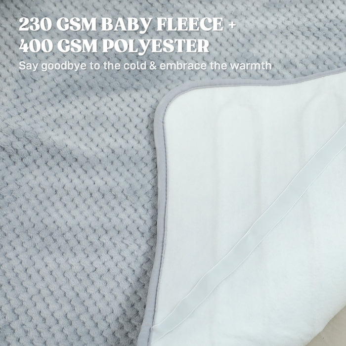 HOMCOM Heated Electric Blanket, Warm Throw Blanket with 5 Heating Levels, 10 Hour Auto-Off Timer, Grey