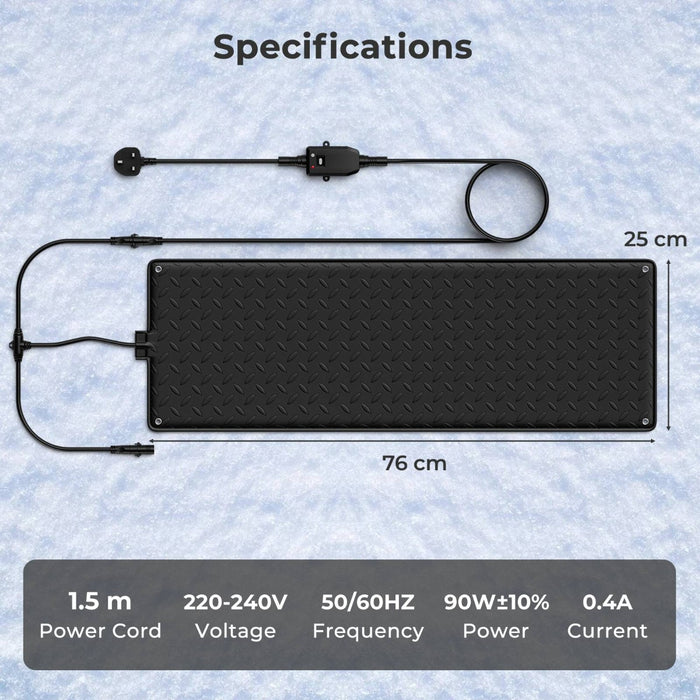 Heated Outdoor Mat with Non-Slip Rubber and Leak-Proof Plug-Black