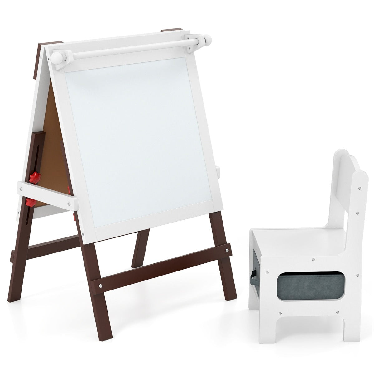 Height-adjustable Painting Easel with Chalkboard and Paper Holder-