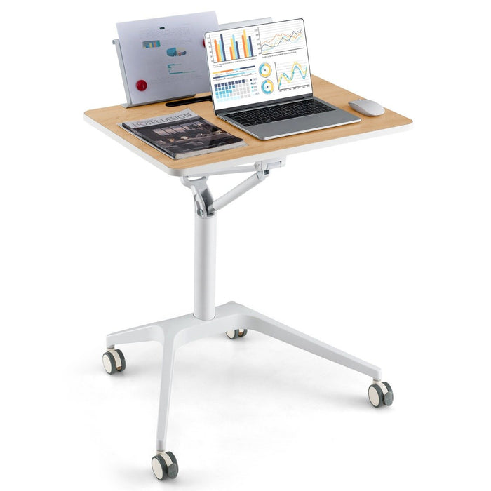 Height Adjustable Mobile Standing Desk with Detachable Holder-