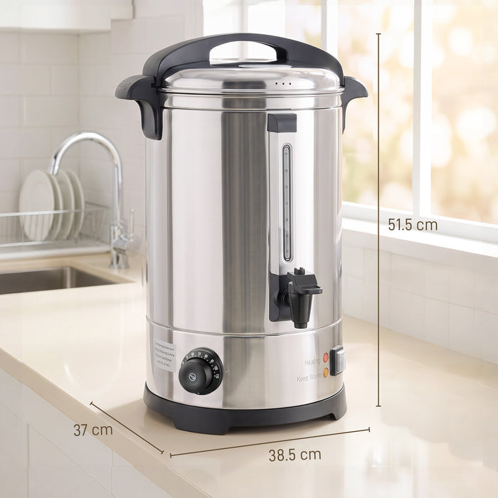 HOMCOM 13L Catering Urn, 2500W Stainless Steel Hot Water Boiler Dispenser with Thermostat, Keep Warm Function and Easy Pour Tap