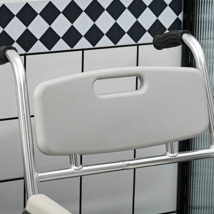 HOMCOM 3-in-1 Shower Commode Wheelchair, with Wheels - Grey | Aosom UK