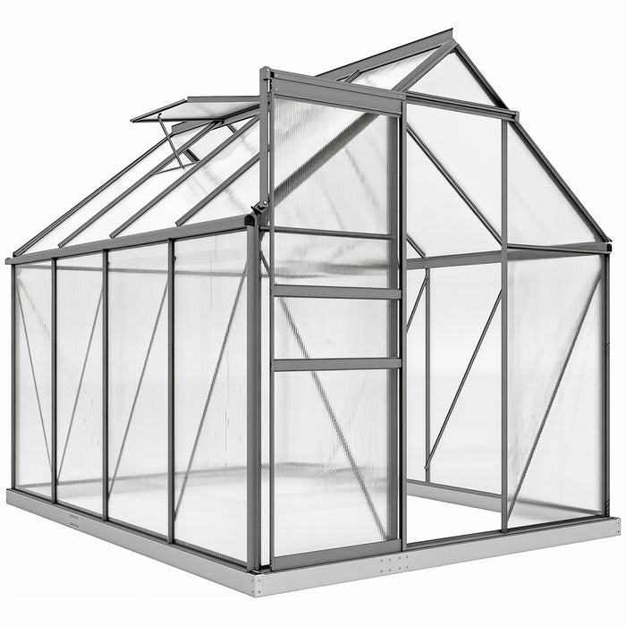 Outsunny 190 x 253 cm Walk-In Polycarbonate Greenhouse - Dark Grey