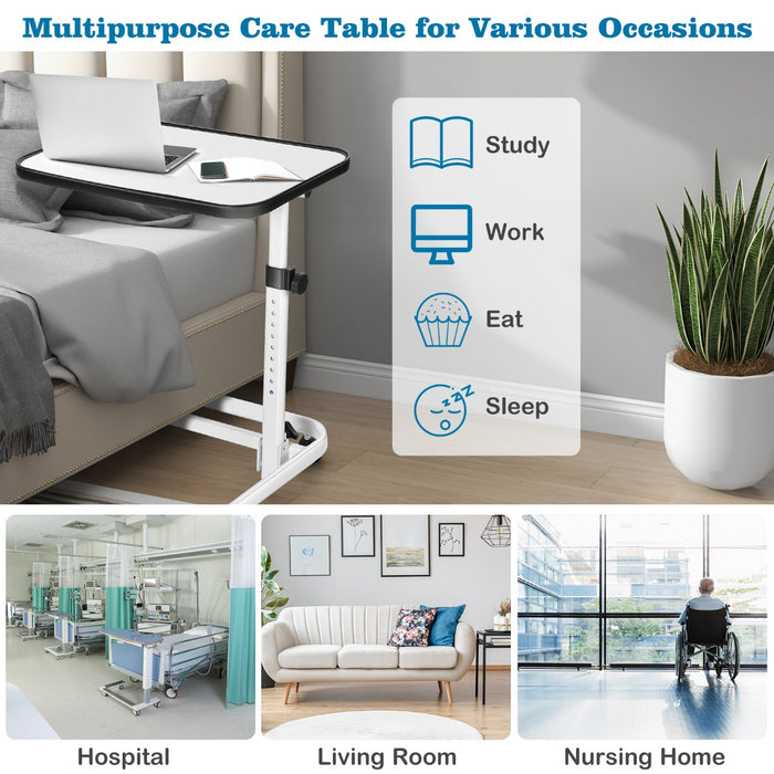 Portable Bedside Table with 9 Level Adjustable Height-