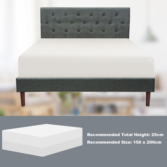 Button Tufted Linen Upholstered King Size Bed Frame with Headboard-Black