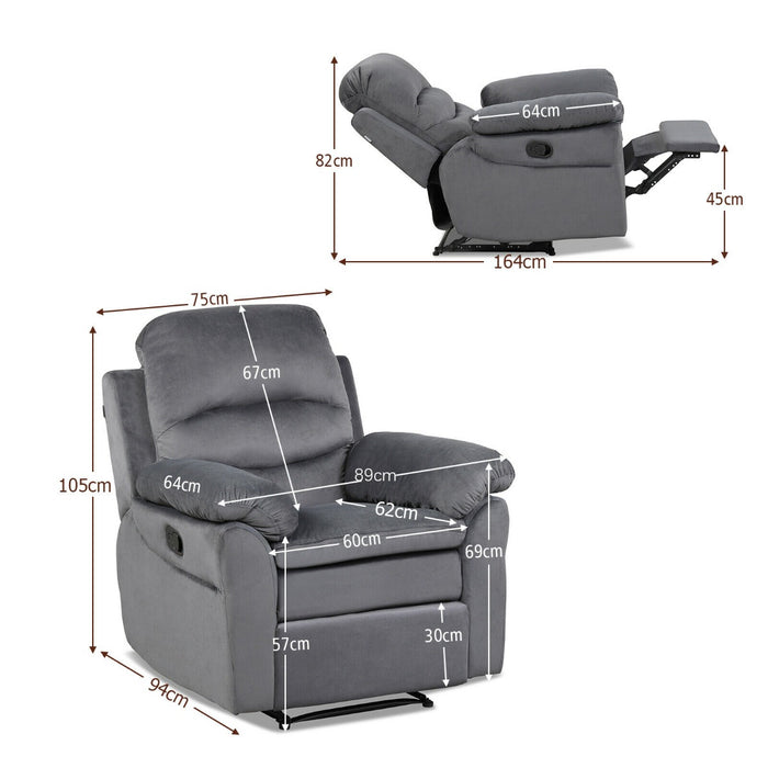 Recliner Armchair with Reclining Function and Adjustable Leg Rest-