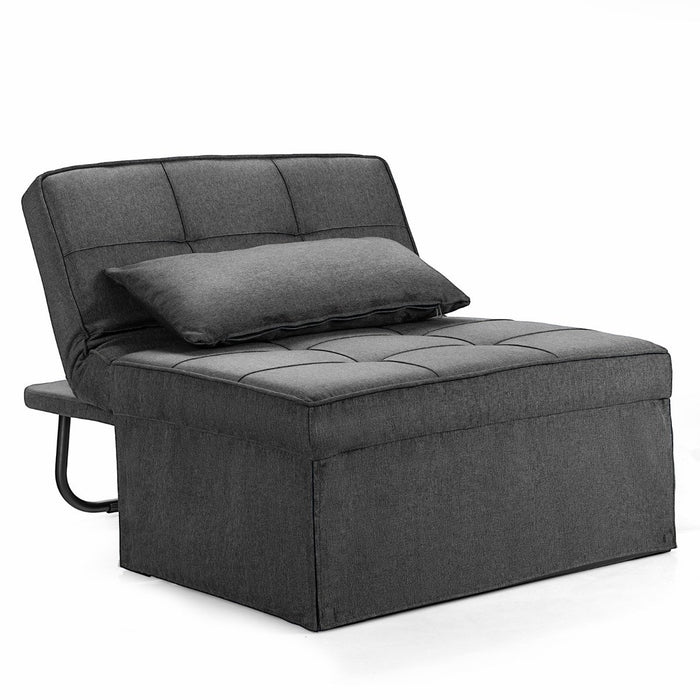 Convertible Sofa Bed 4-in-1 Design - Adjustable Backrest Feature, Comfortable Seating, and Bed in Grey - Ideal for Guests, Small Spaces, and Easy Furniture Transformation