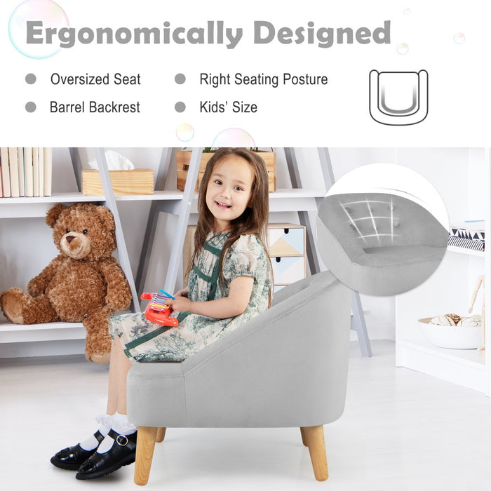 2 Pieces Upholstered Kids Sofa Set with Ottoman-