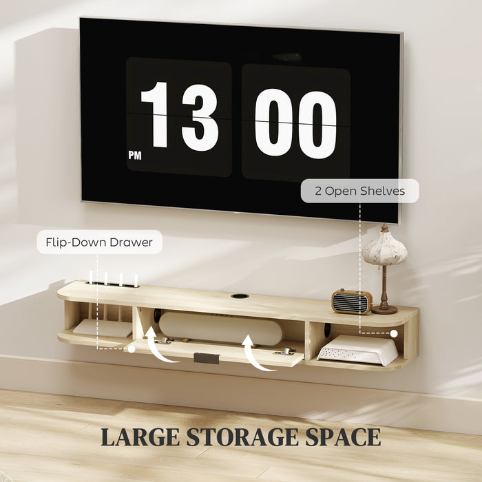 HOMCOM 120 cm Floating TV Unit for TVs up to 50 Inch - Natural