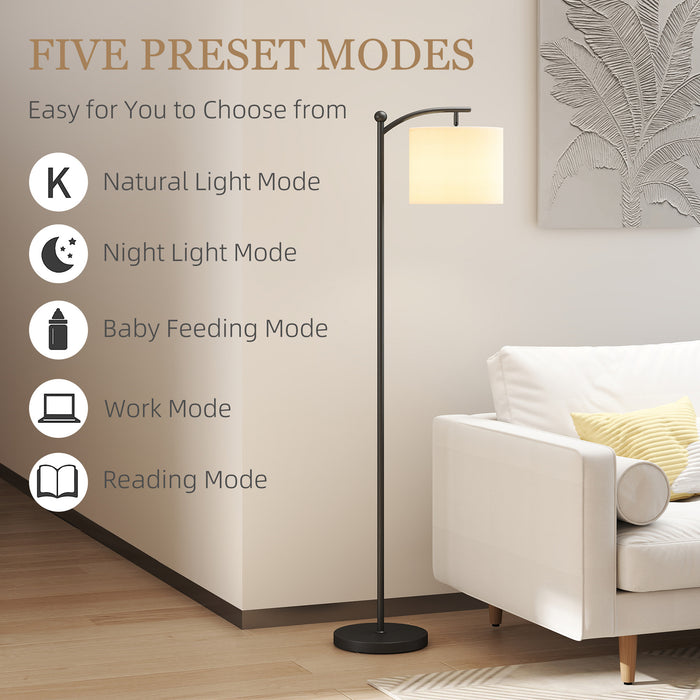 HOMCOM LED Floor Lamp, Stepless Dimmable Reading Standing Lamp with Magnetic Remote Control and 11 Colours Temperature & 11 Brightness Levels, 60 Min Timer for Living Room, Bedroom, Office, Black