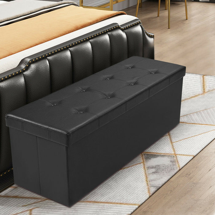 Folding Storage Ottoman Bench with Lid for Living Room-