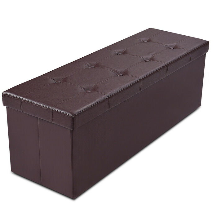 Folding Storage Ottoman Bench with Lid for Living Room-