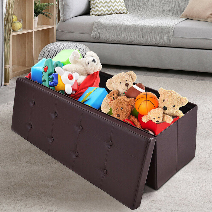Folding Storage Ottoman Bench with Lid for Living Room-