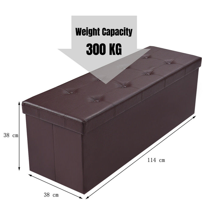 Folding Storage Ottoman Bench with Lid for Living Room-