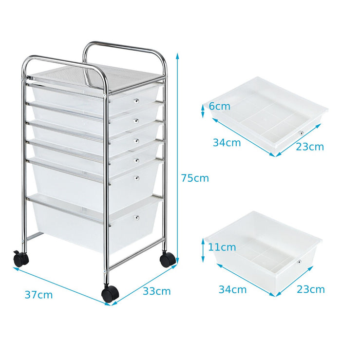 4-Wheeled 6-Drawer Storage Trolley - Ideal for Makeup and Beauty Salon Organization - Convenient Solution for Professionals