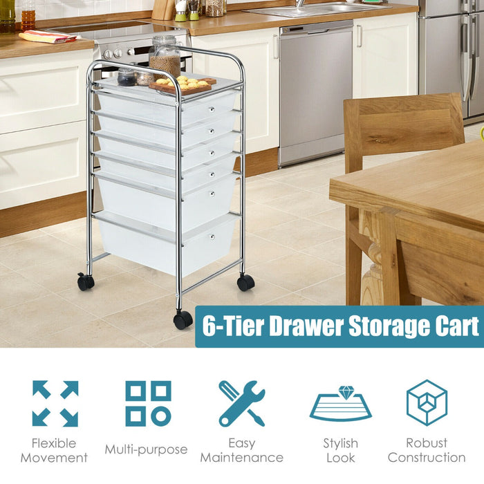 4-Wheeled 6-Drawer Storage Trolley - Ideal for Makeup and Beauty Salon Organization - Convenient Solution for Professionals