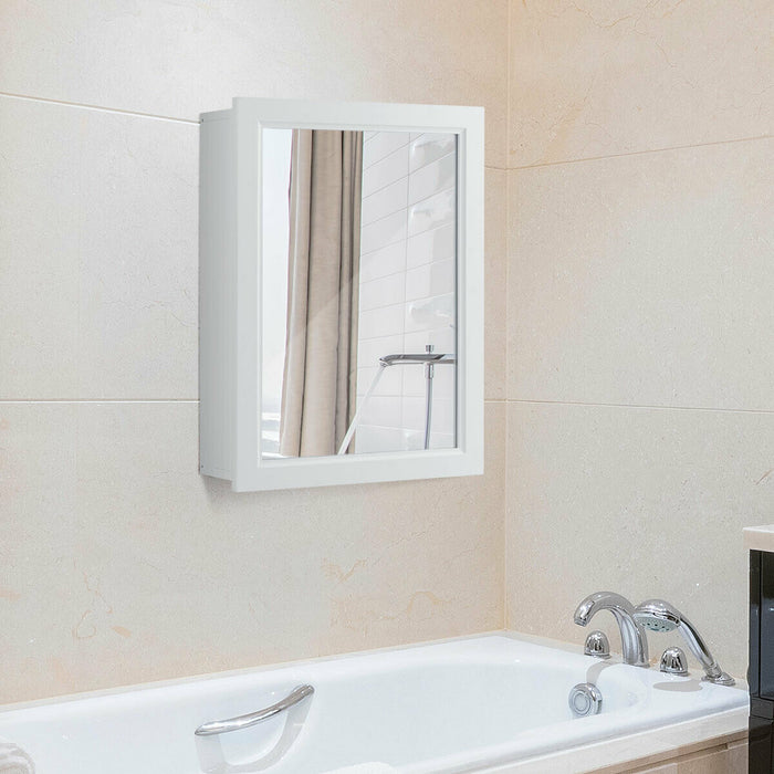 Adjustable Wall Mounted Storage Cupboard with Mirror for Bathroom-