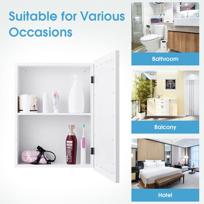 Adjustable Wall Mounted Storage Cupboard with Mirror for Bathroom-