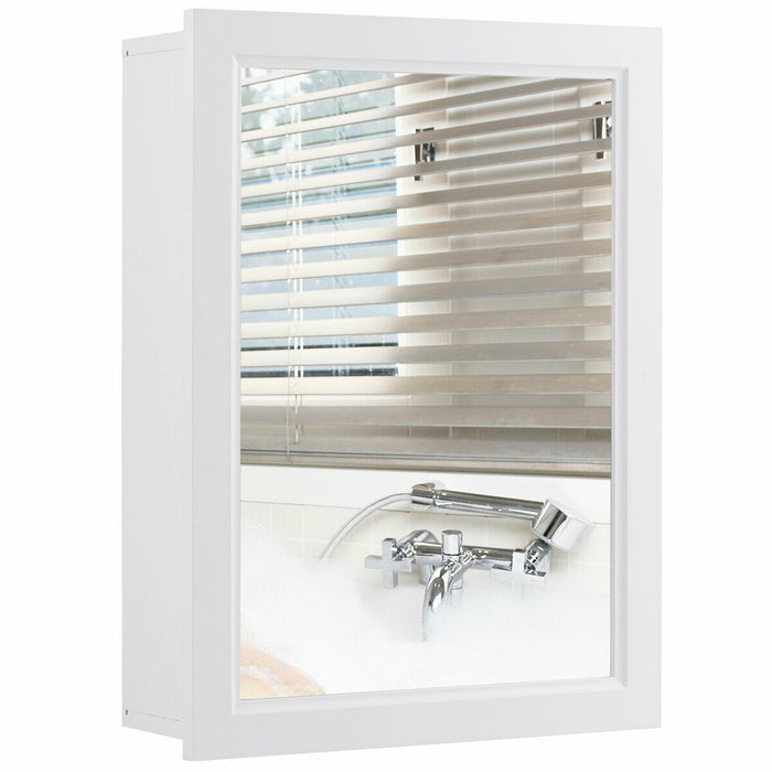 Adjustable Wall Mounted Storage Cupboard with Mirror for Bathroom-